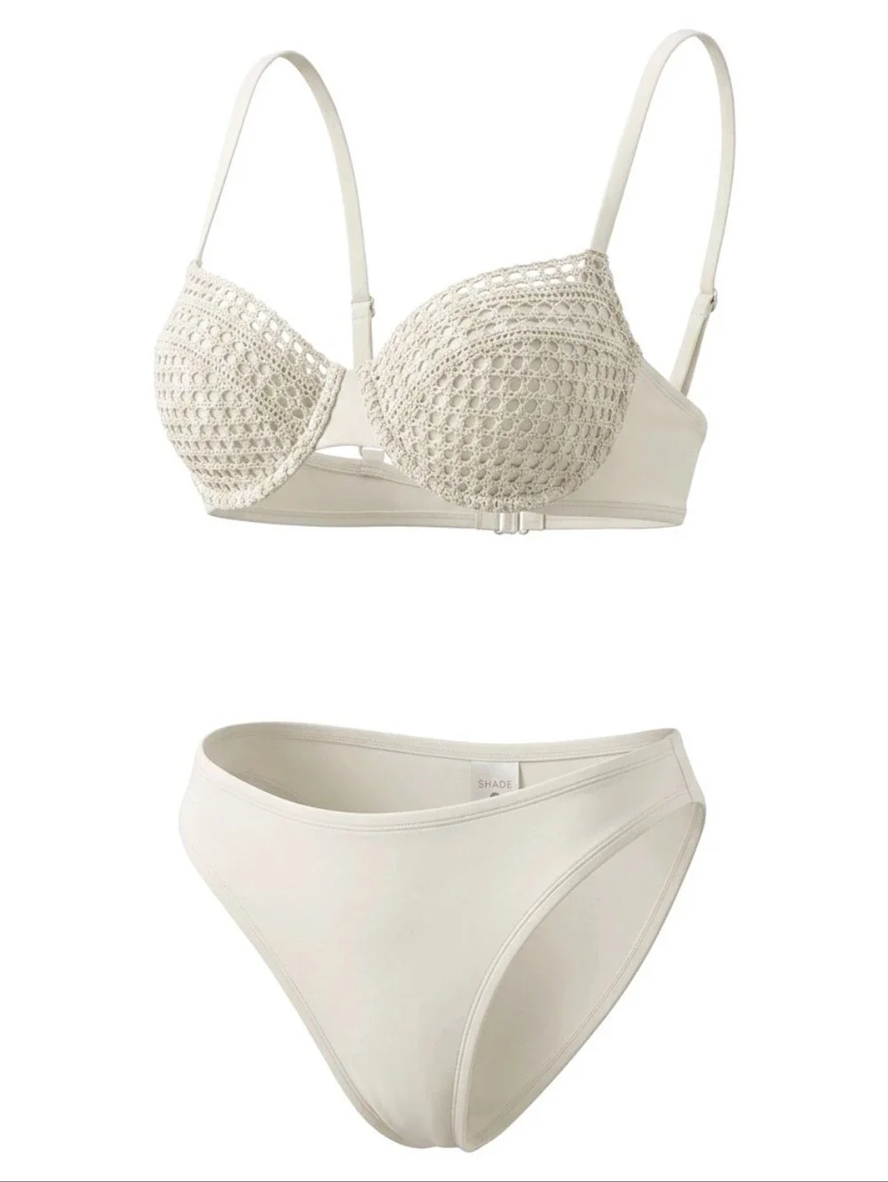 Shade Cream Crochet-Trim Bikini Set